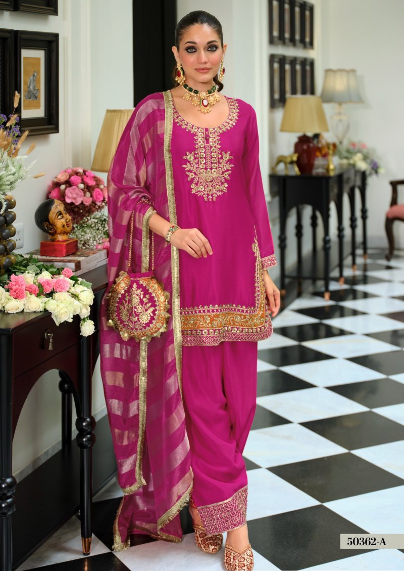D 50362 A By Zaveri Chinon Beats Work Readymade Suits